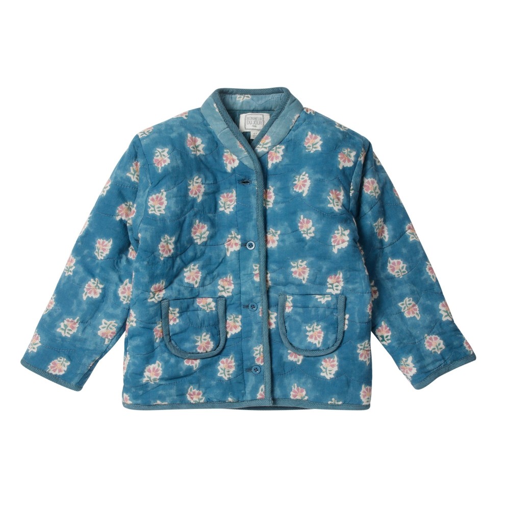 Blouson réversible imprimées fleurs blue Elsa