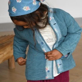 Blouson réversible imprimées fleurs blue Elsa