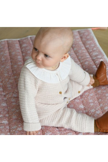 Unisex baby romper with gathered collar Eden