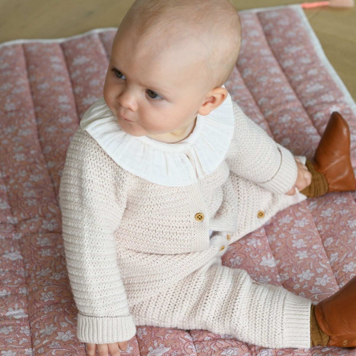 Unisex baby romper with gathered collar Eden