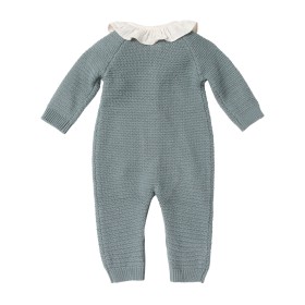 Unisex baby romper with gathered collar Eden