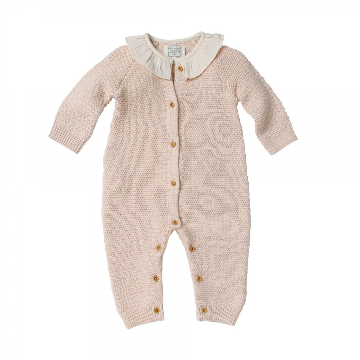 Unisex baby romper with gathered collar Eden