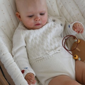 Baby overall with handmade embroidered flowers Ornella