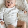 Combinaison bébé en maille brodée fleurs Ornella