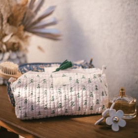 Trousse de toilette indienne INDIRA BB Flowers Rosée Kaki