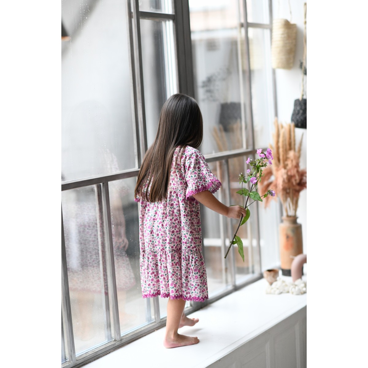 Flower print ruffle dress Suzon