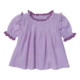 Blouse printed flowers with embroidery Marjolaine