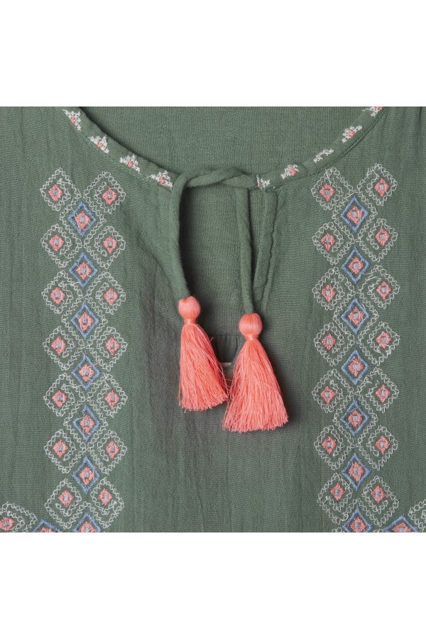 Robe Brodée Caraïbes Ecru