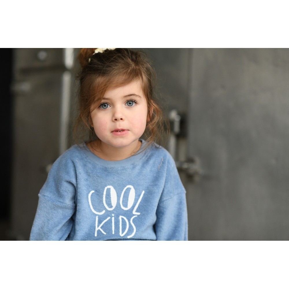 Sweat en bouclette coton bio bleu Cool Kids