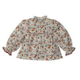 Printed flowers or embroidered denim blouse GINA