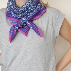 Foulard Indien Savanne Bleu Cassis