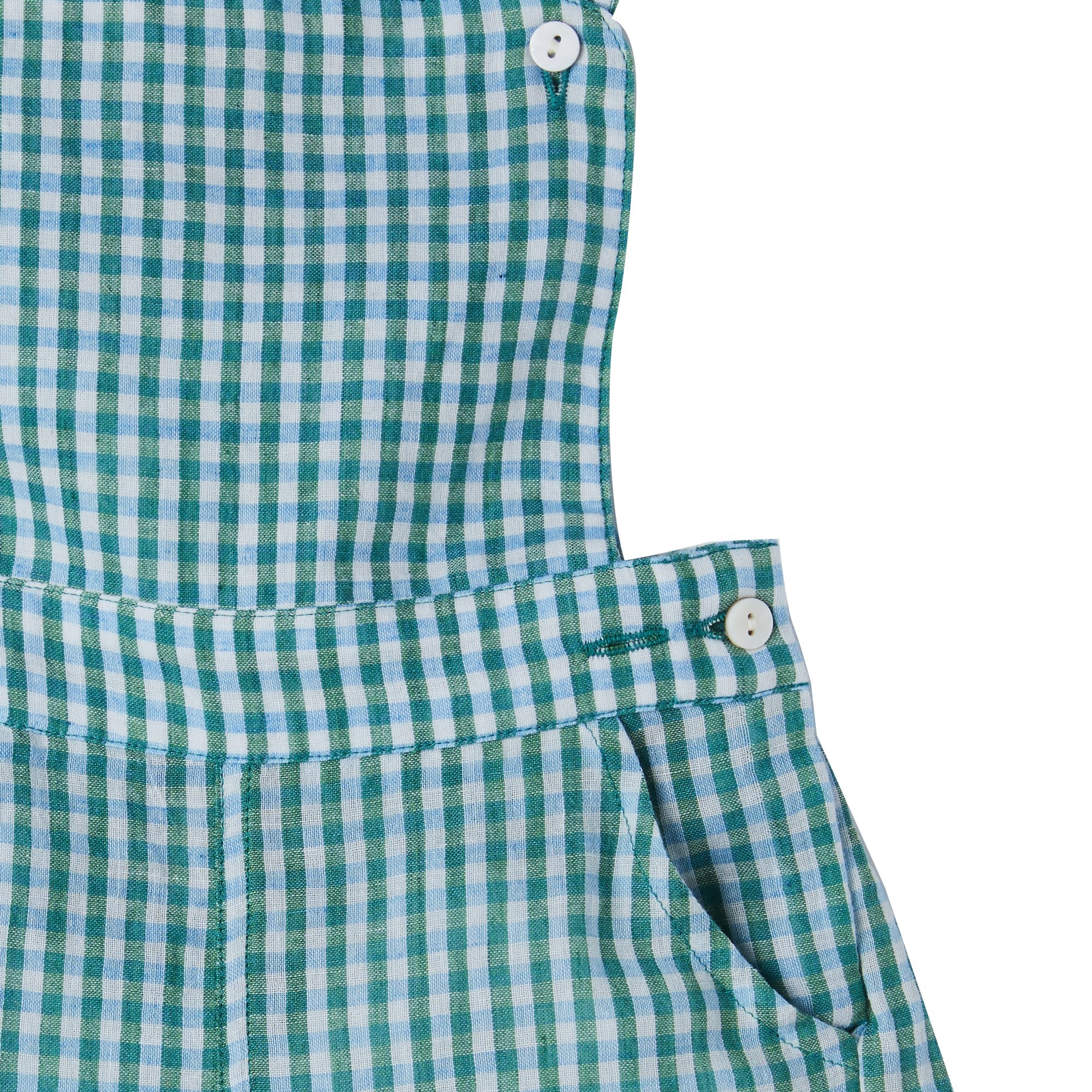 Barboteuse Vintage Bébé Motif Vichy Bleu Et Blanc - Taille 00 - Coton - Occasion