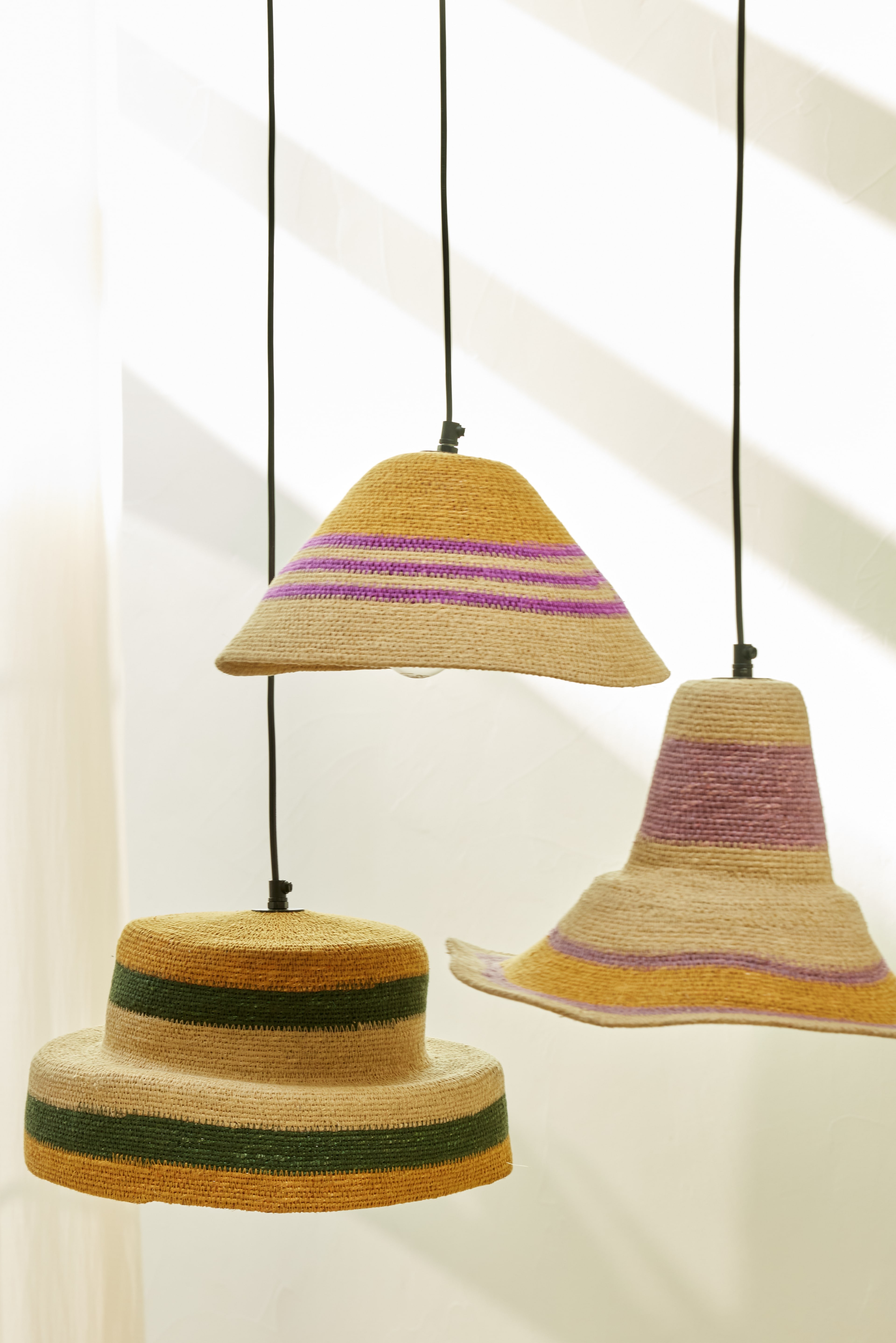 Bohemian braided hanging lamp in sea rush Bonheur du Jour