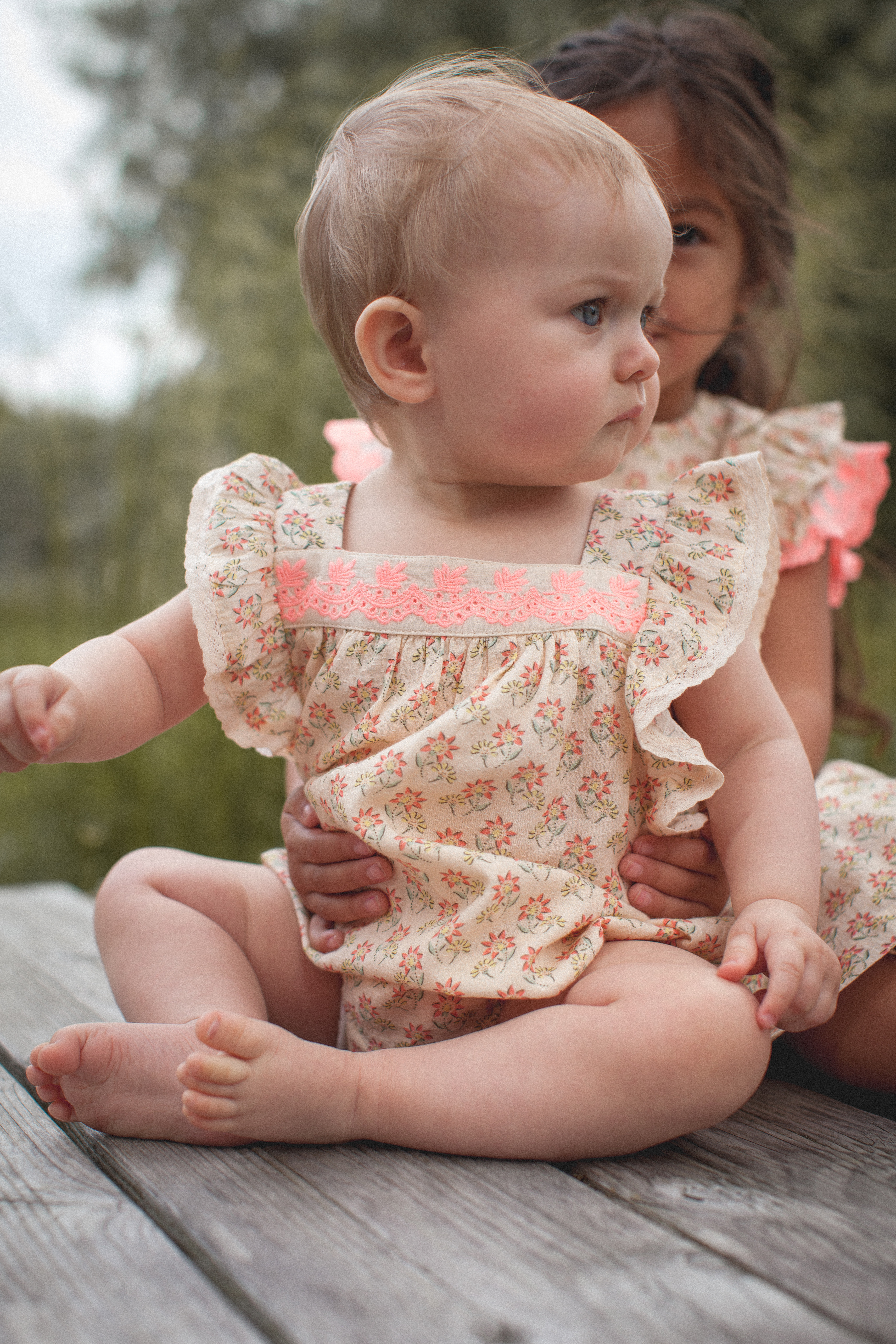 AMERI FOIL PRINT BABY TUNIC TOP アイボリー Flower or Check Printed Baby Overall ISIS - Bonheur Du Jour