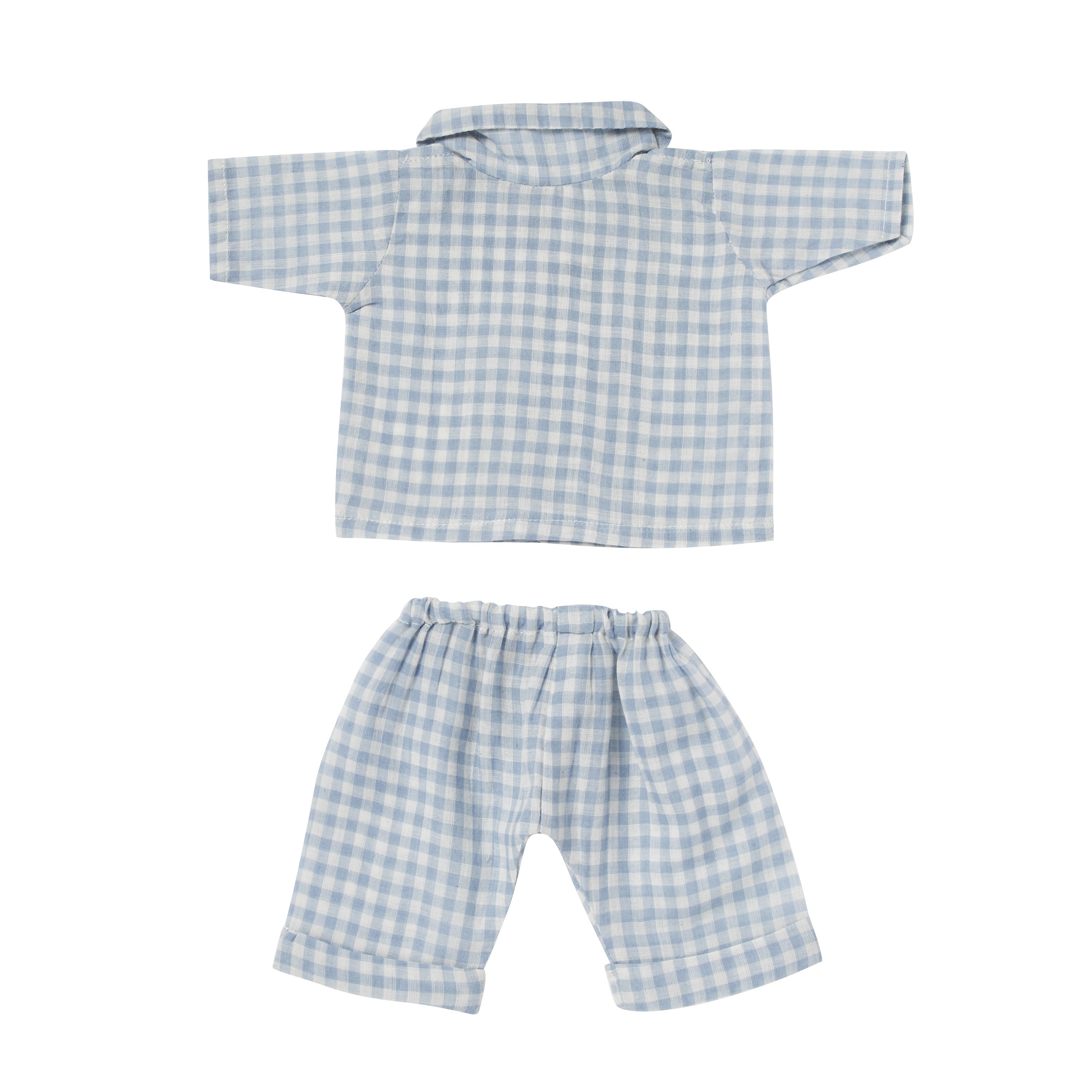 Chouchou Doll Pyjama Blue Ecru Vichy - Bonheur du Jour